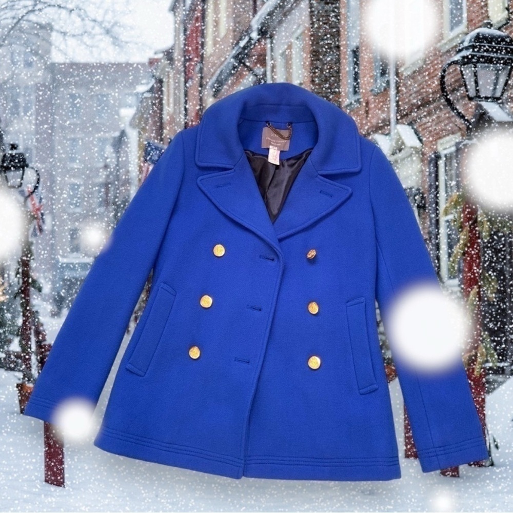 J Crew Stadium Cloth Nello Gori Pea Coat
Cobalt Blue Lined Wool Blend - Picture 6 of 10